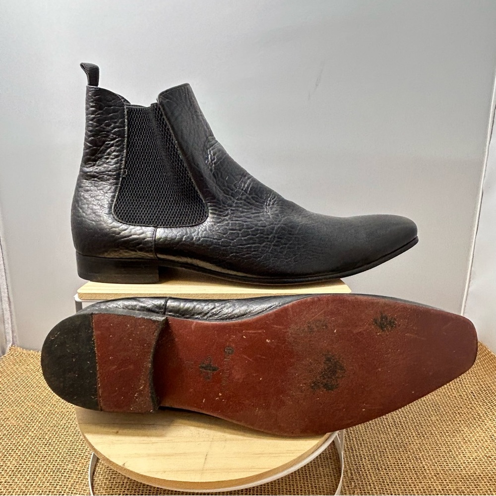 Carrucci Men's Chelsea Python Print Boots KB1377 Calf Skin Leather Sz 12 Black